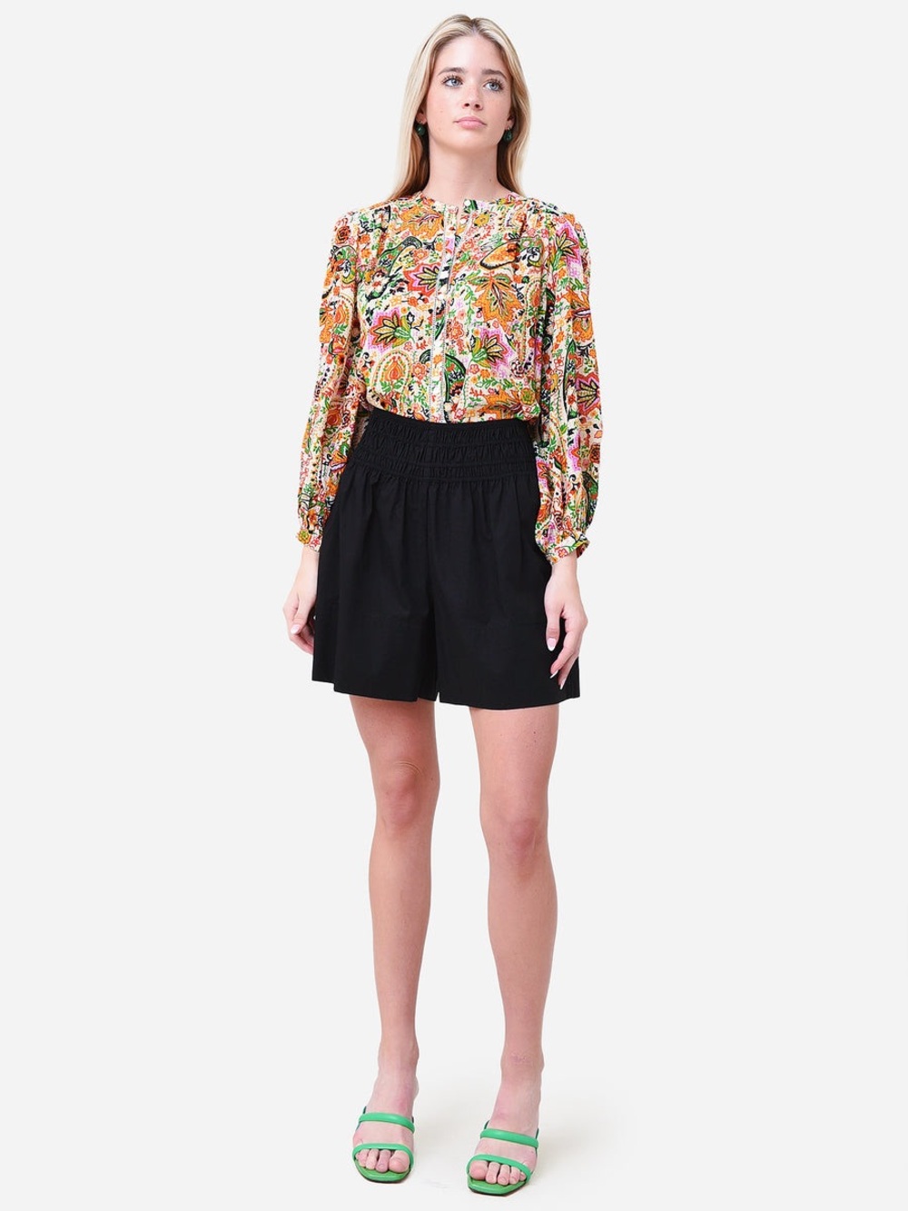 VINCE Black High-Waist Smocked Women’s Shorts - Black